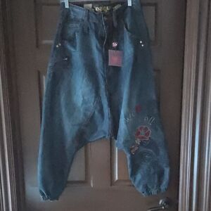 Womens Blue Jeans with Embroidered Design